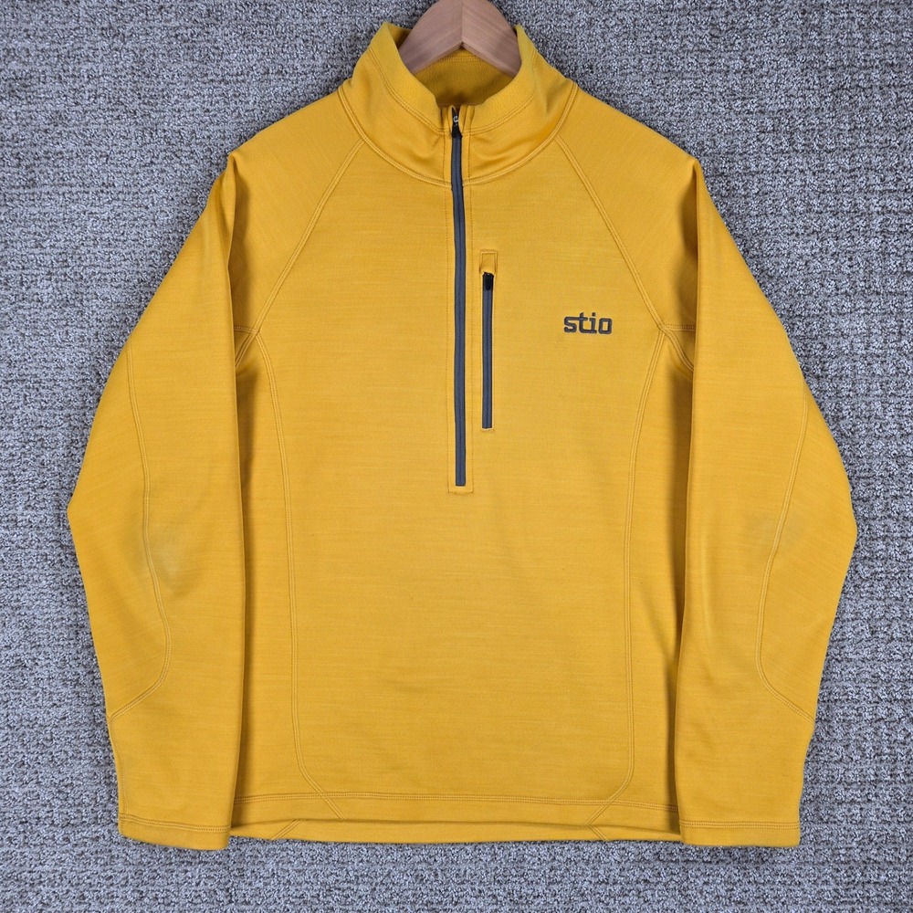 Stio Mens Fleece Gannett Peak Half Zip Pullover Jacket Yellow Medium Outdoor